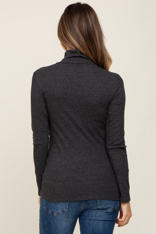Pinkblush Ribbed Mock Neck Long Sleeve Top In Black