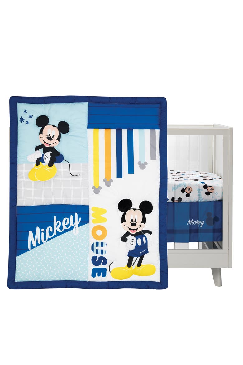 Disney Baby Forever Mickey Mouse 3-Piece Crib Bedding Set, Main, color, Blue