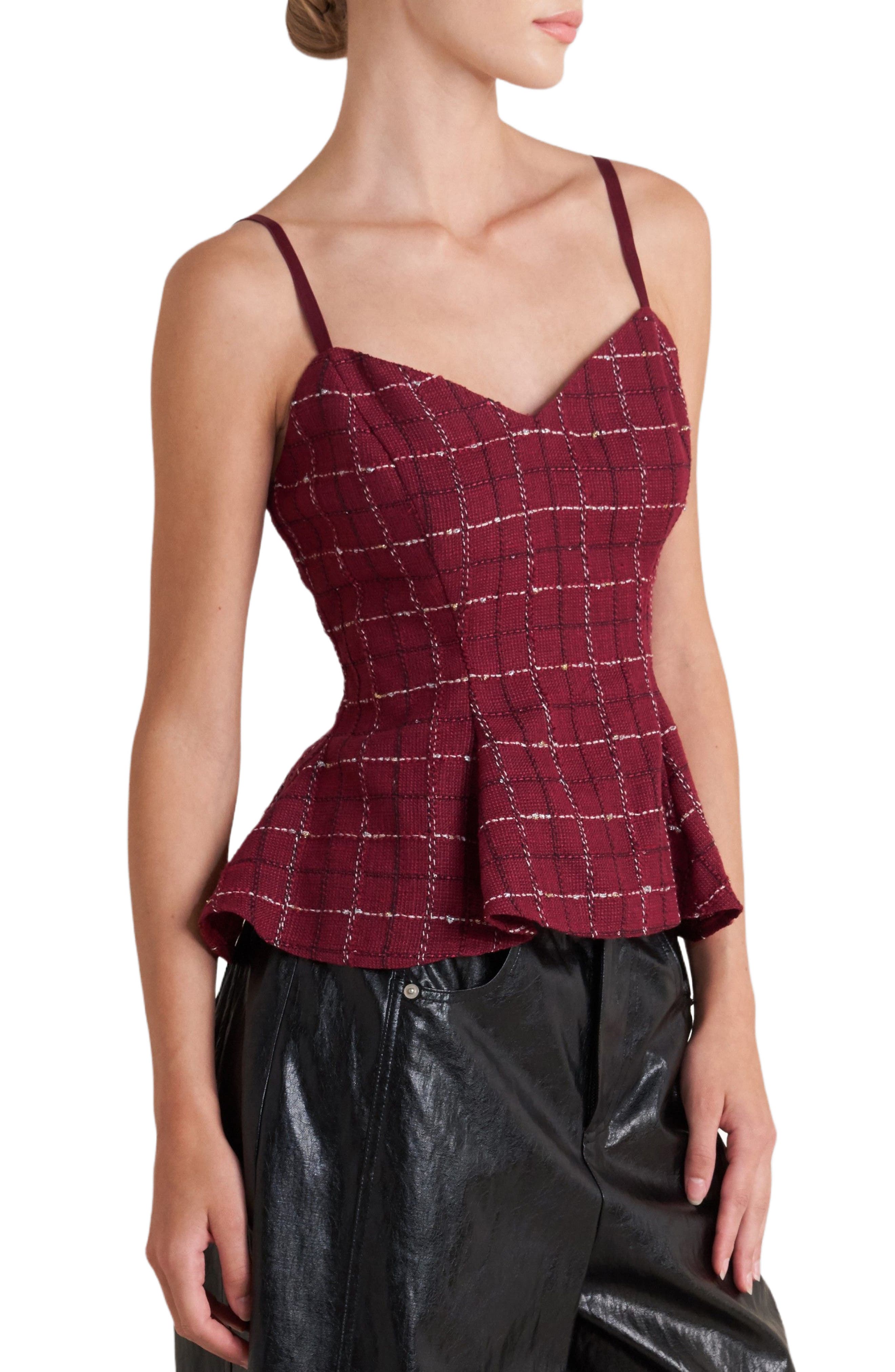 Tweed Peplum Camisole Top