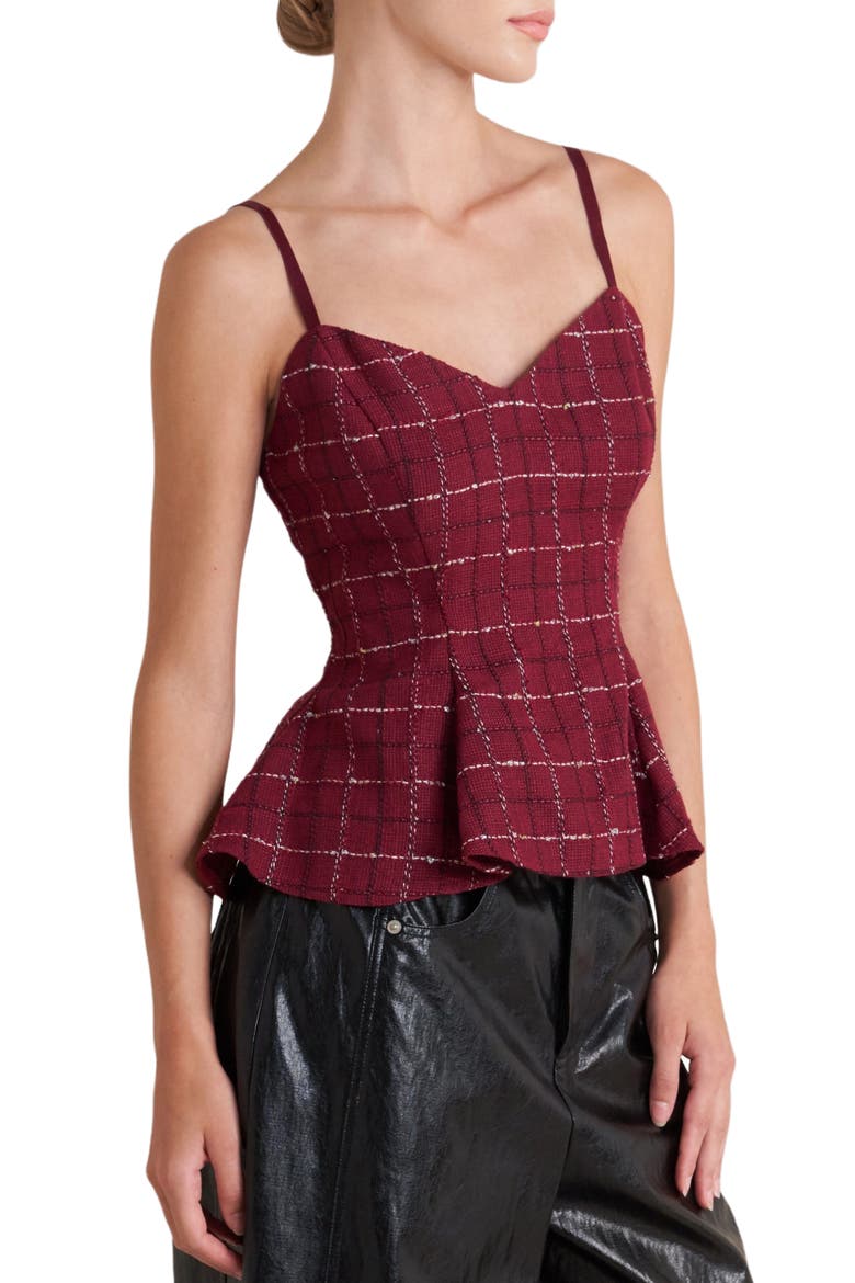 Tweed Peplum Camisole Top, Main, color, WINE