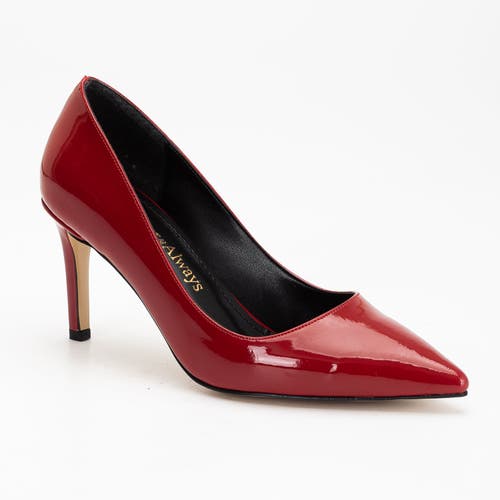 Forever & Always Shoes Perla Pointed Toe Stiletto Pumps In Red Patent