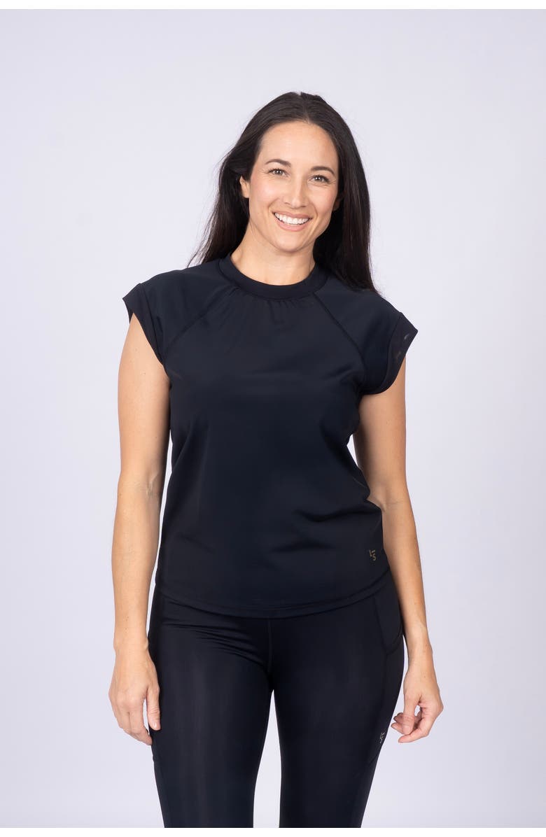 Line in the Sand Swim & Sport Short Sleeve Top, Main, color, Ink