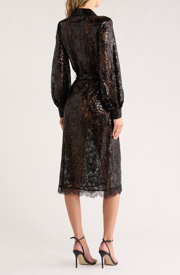 Frida Long Sleeve Sequin Lace Dress