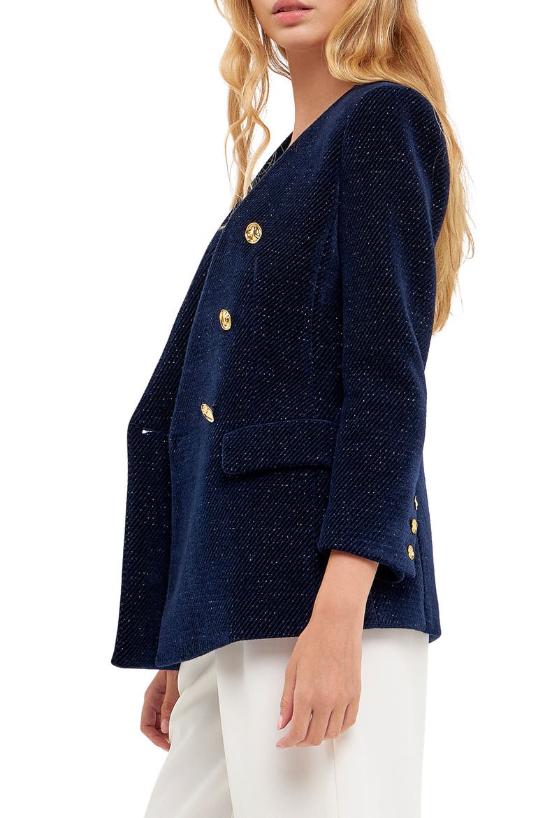 Texture Metallic Double Breasted Jacket, Alternate, color, NAVY