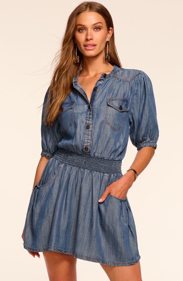 Ramy Brook Norman Puff Sleeve Minidress, Alternate, color, Chambray