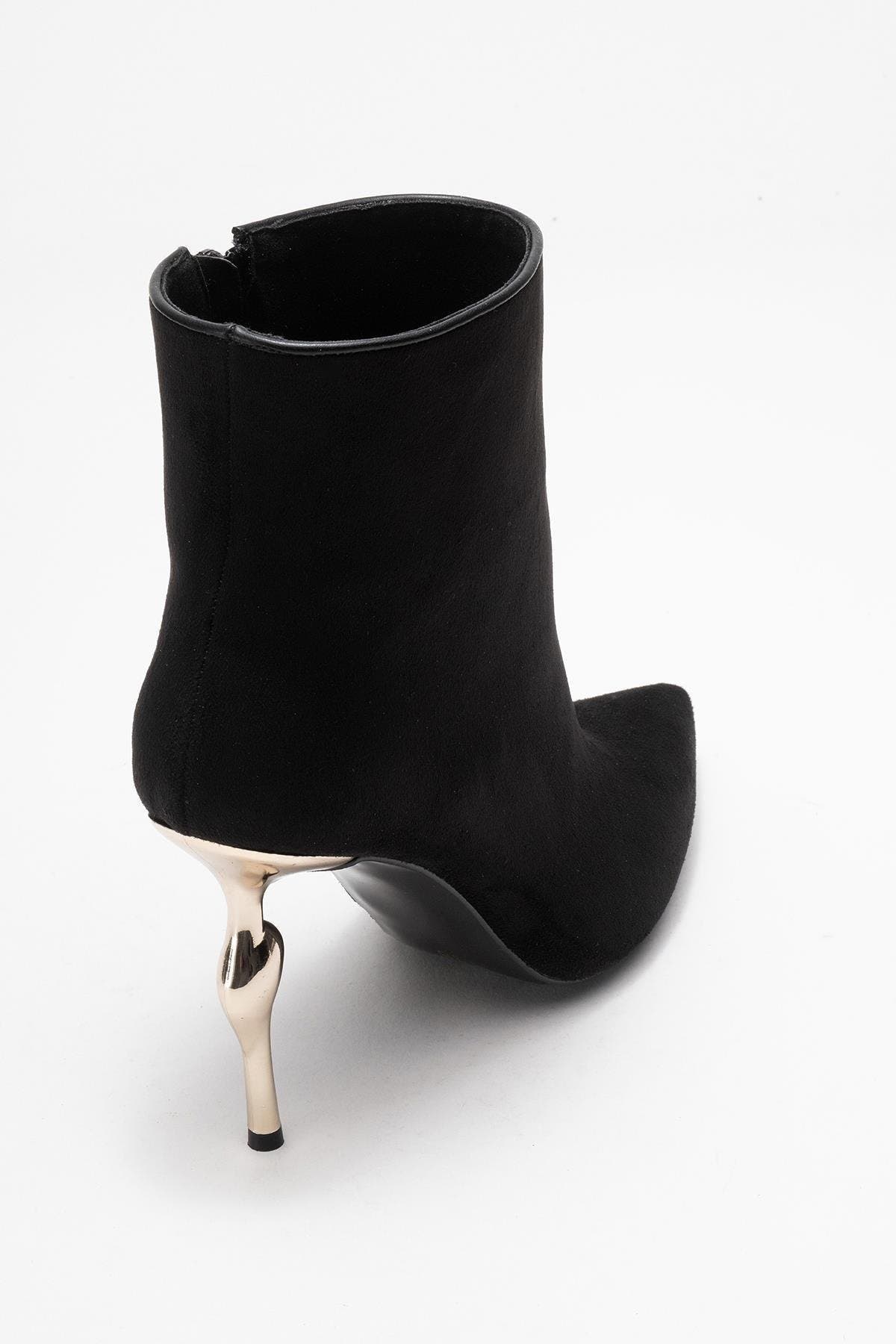 Prologue Shoes Crista Pointed Toe Bootie, Alternate, color, Black Suede Faux Leather