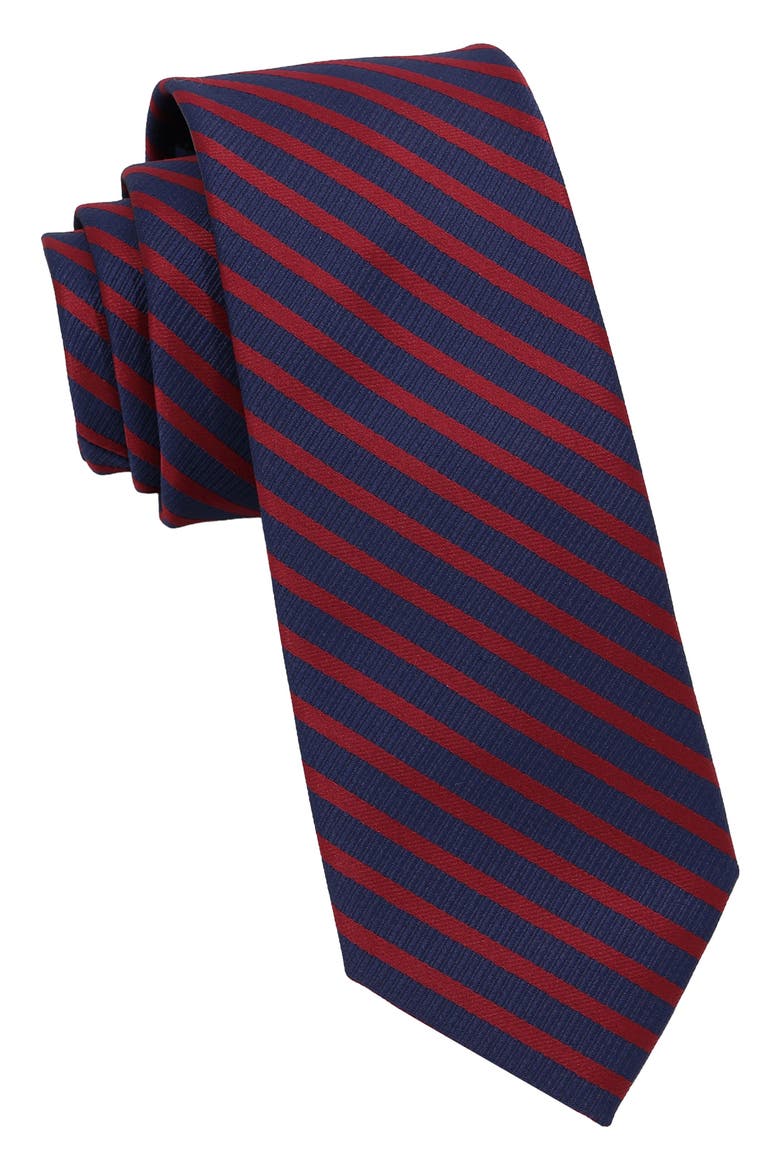 Stripe Tie & Pocket Square Set, Main, color, NAVY/ RED