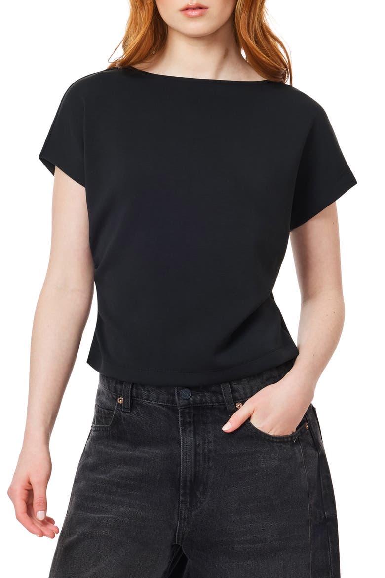 Ruched Side Seam T-Shirt, Main, color, BLACK NIGHT