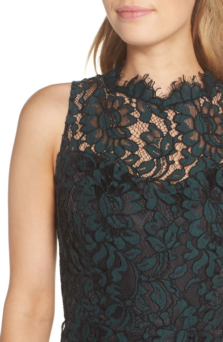 Eliza J High Neck Lace Sheath Dress, Alternate, color, 