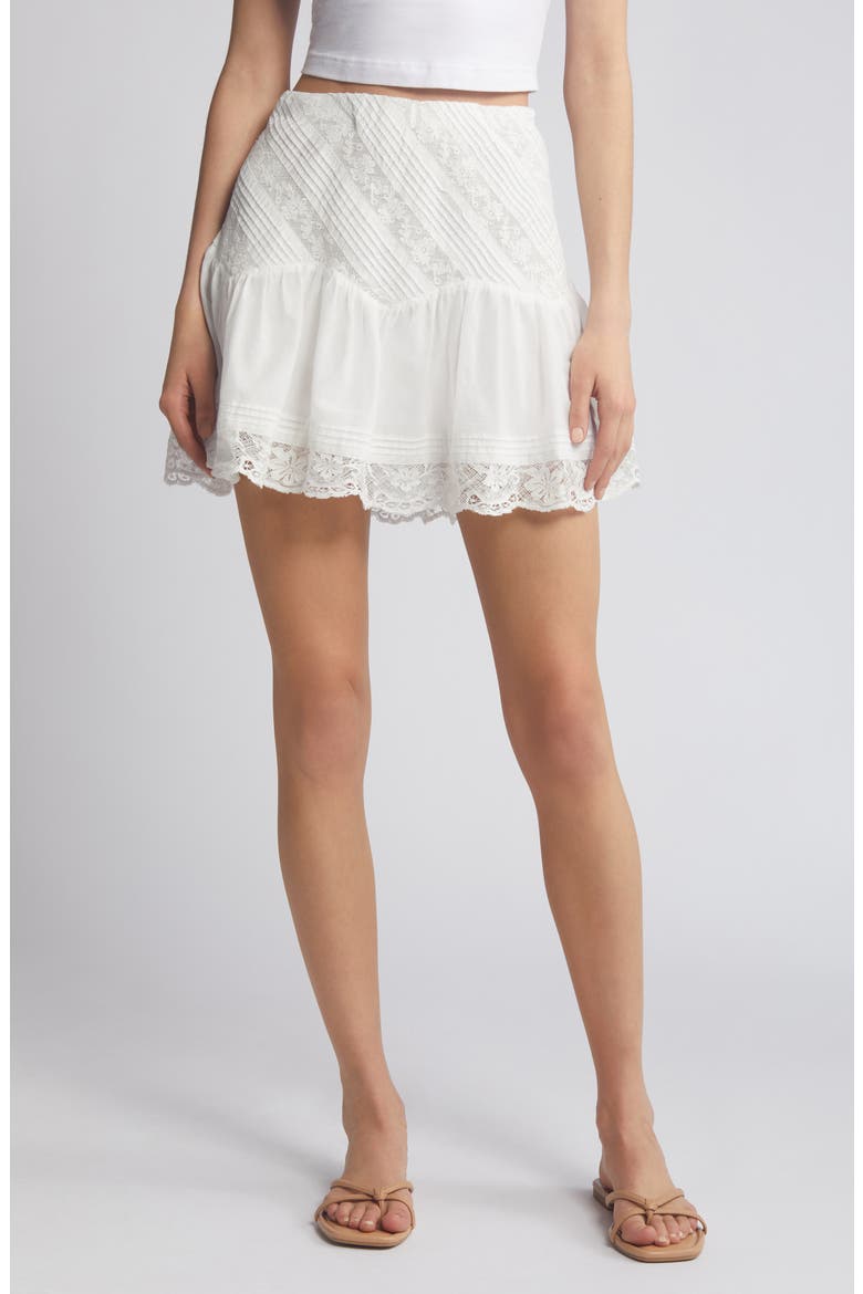 Melissa Lace Trim Skirt, Main, color, BRIGHT WHITE