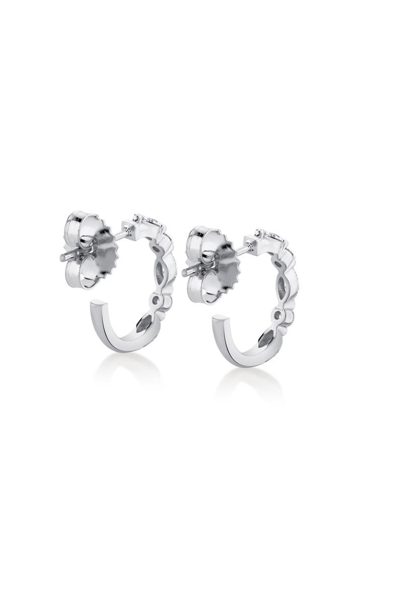 Mini Montage Marquise and Round Cut Diamond Hoop Earrings, Alternate, color, White Gold