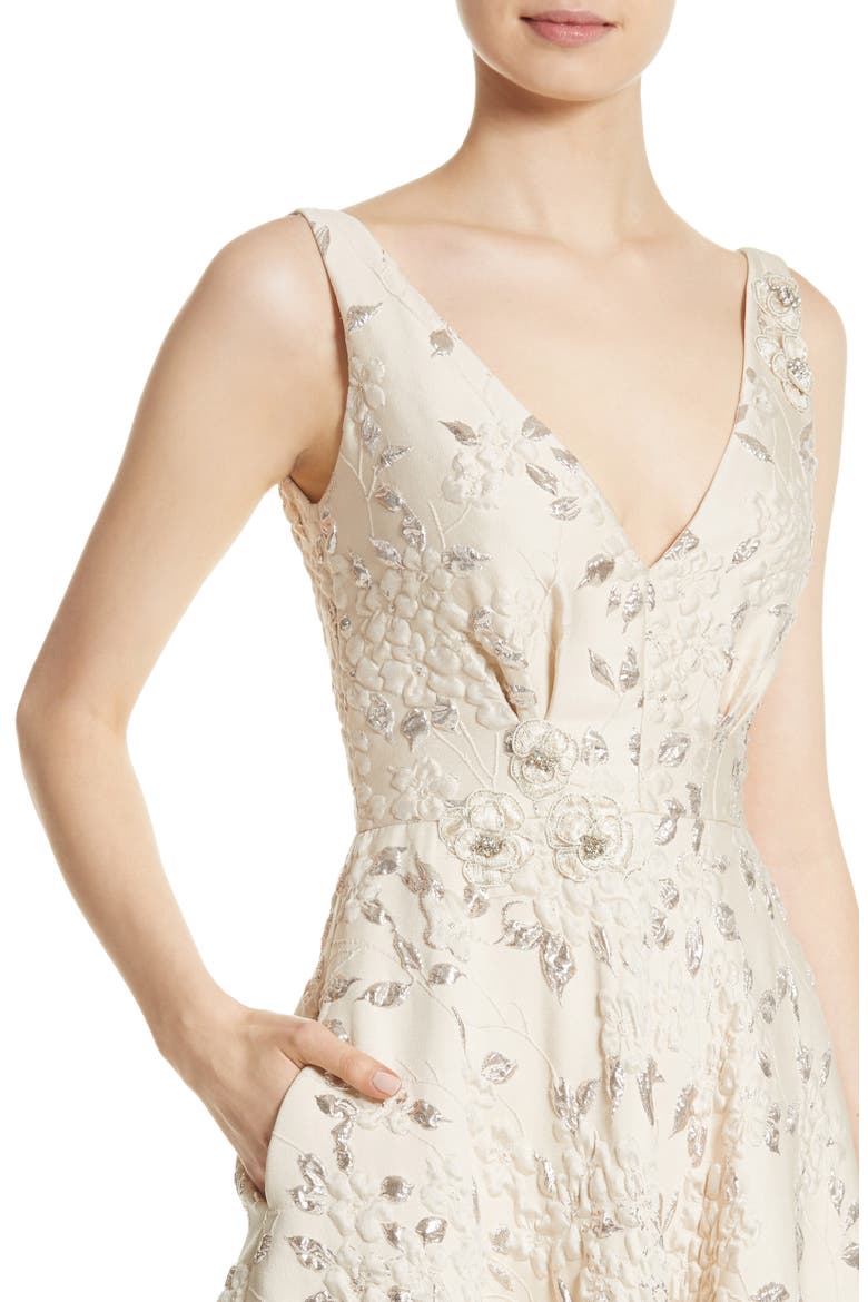 Couture Reembroidered Cloqué Gown, Alternate, color, CHAMPAGNE