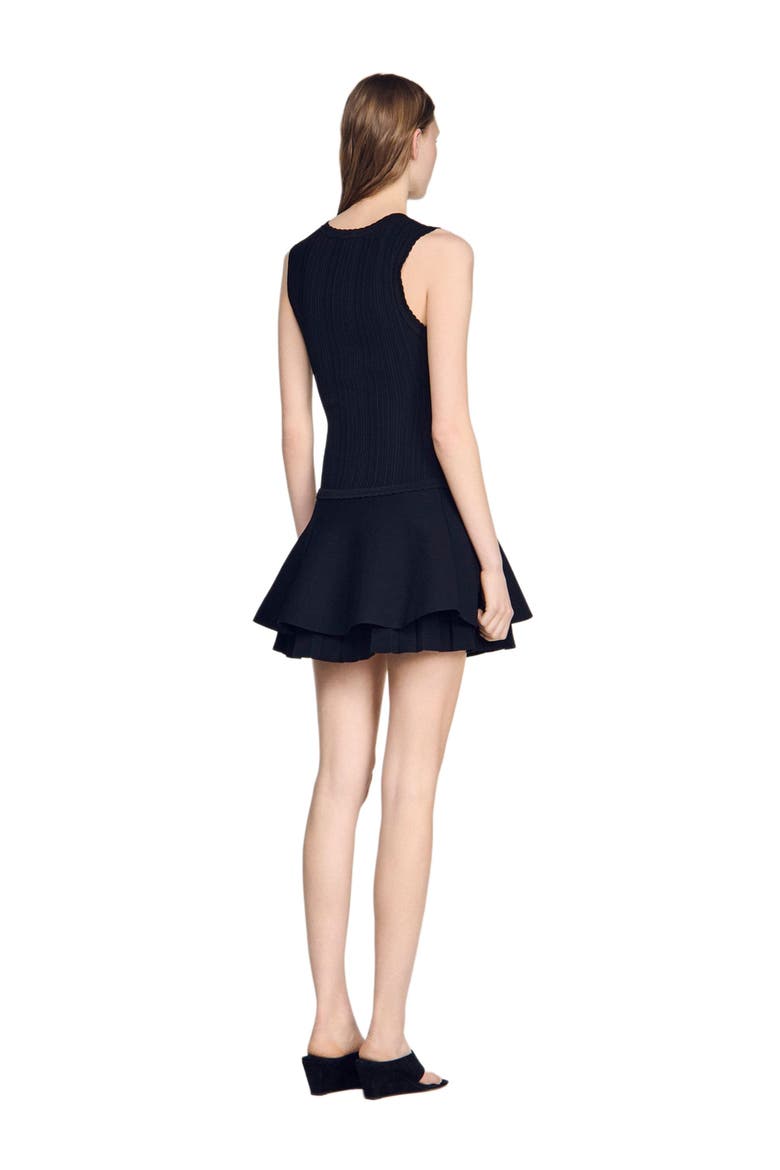 Short knit dress with ruffles, Alternate, color, Black