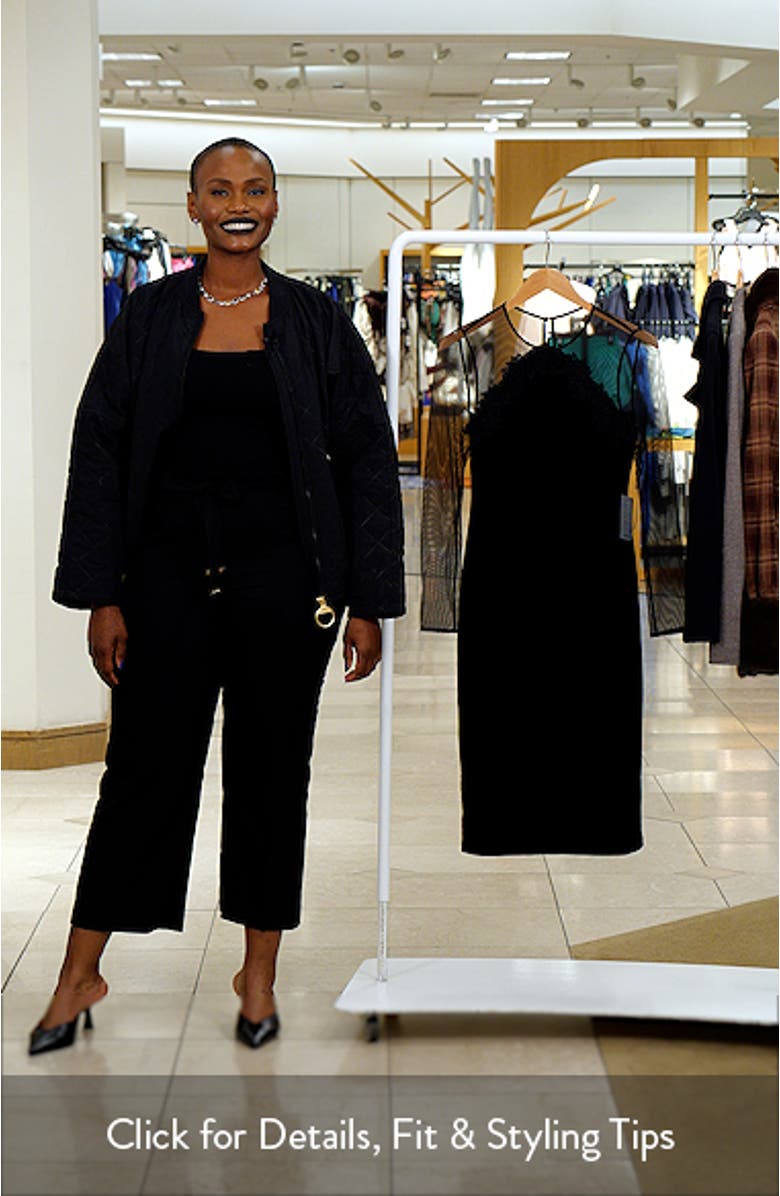 Floral Appliqué Long Sleeve Velvet Cocktail Dress, sales video thumbnail