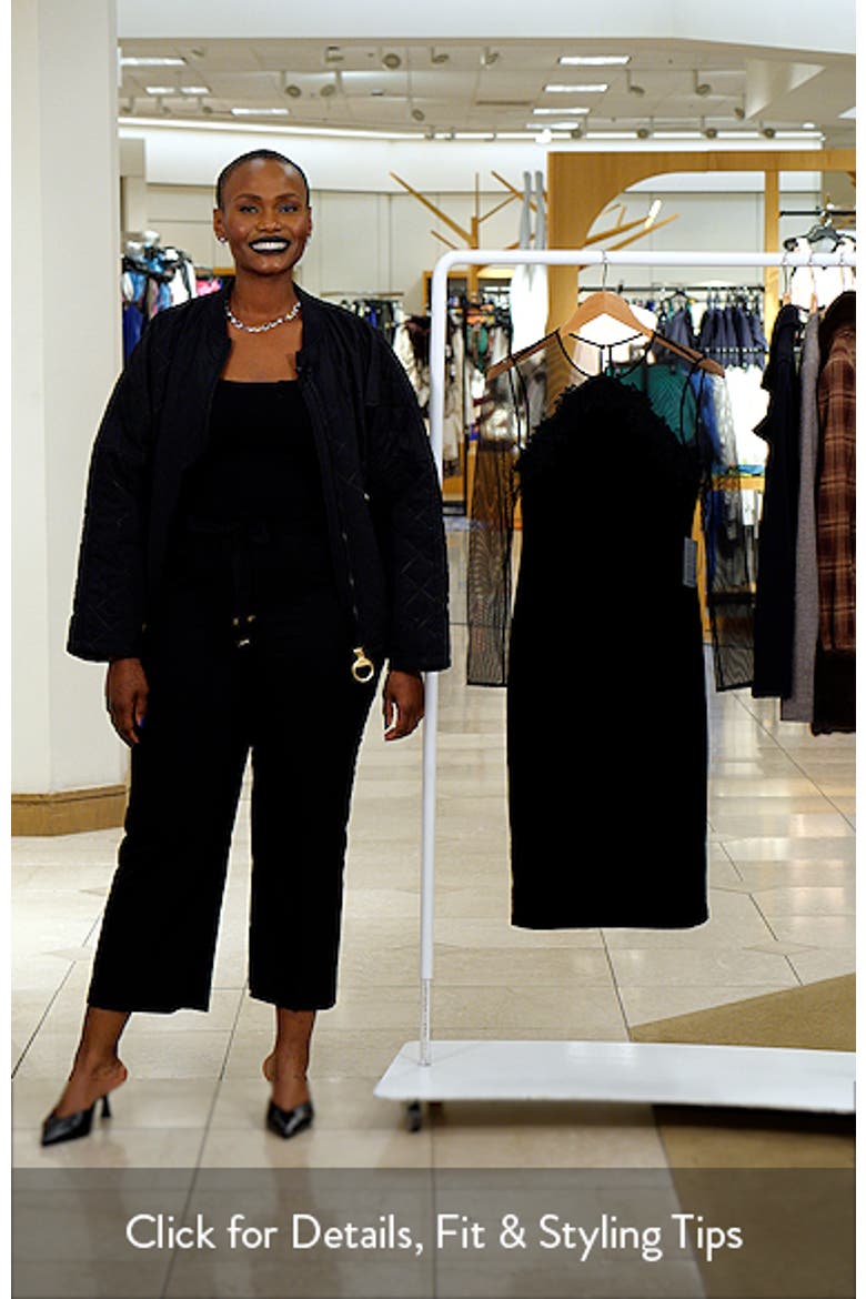 Floral Appliqué Long Sleeve Velvet Cocktail Dress video