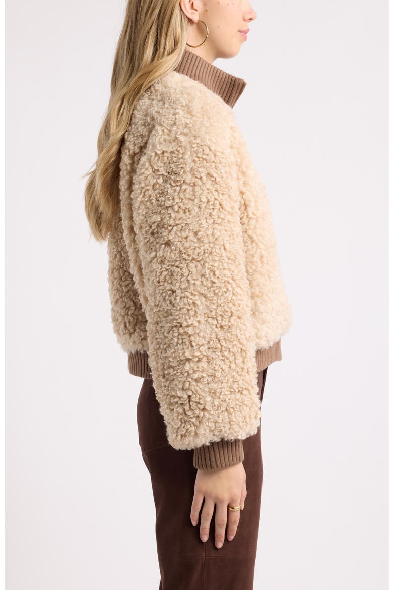 Faux Shearling Bomber Jacket, Alternate, color, NATURAL
