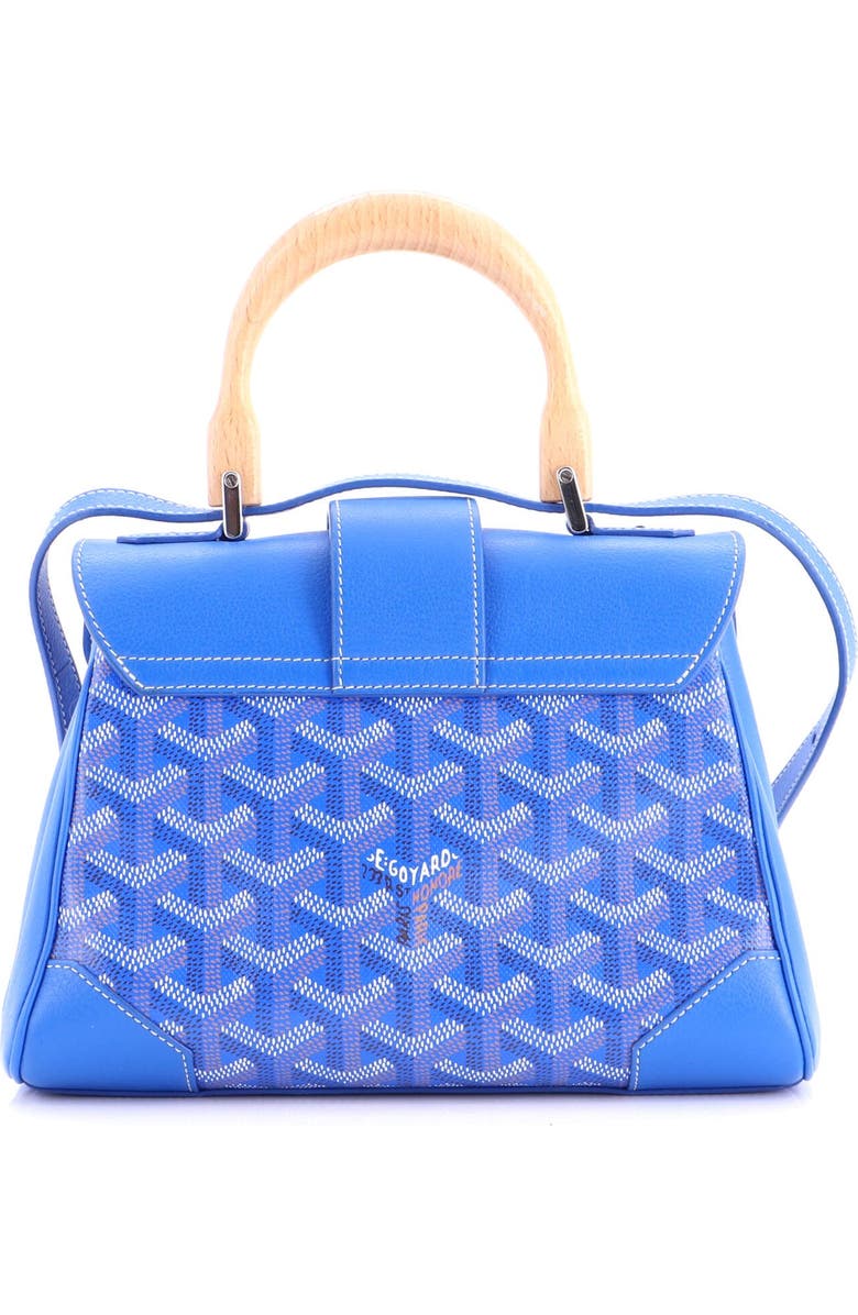 Pre-Owned Goyard Saigon Top Handle Bag Coated Canvas with Leather Mini, Alternate, color, Blue