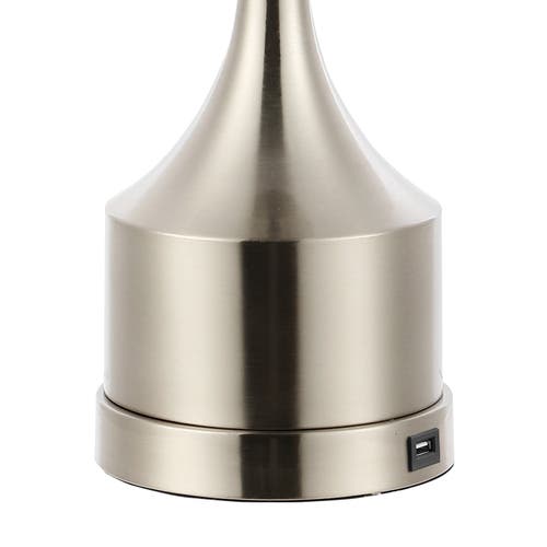 Jonathan Y Cooper 26in Set Of 2 French Country Iron Led Table Lamp With Usb Charging Port In Nickel