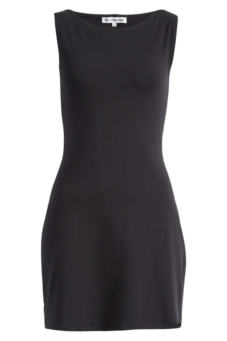 Nataly Sleeveless Organic Cotton Knit Minidress, Alternate, color, BLACK