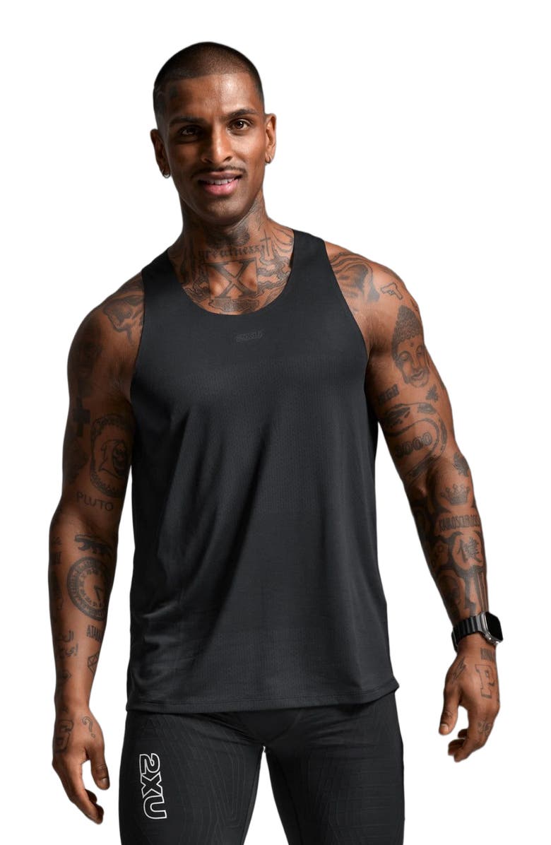 2XU Light Speed Tech Singlet, Alternate, color, Black/Black Reflective