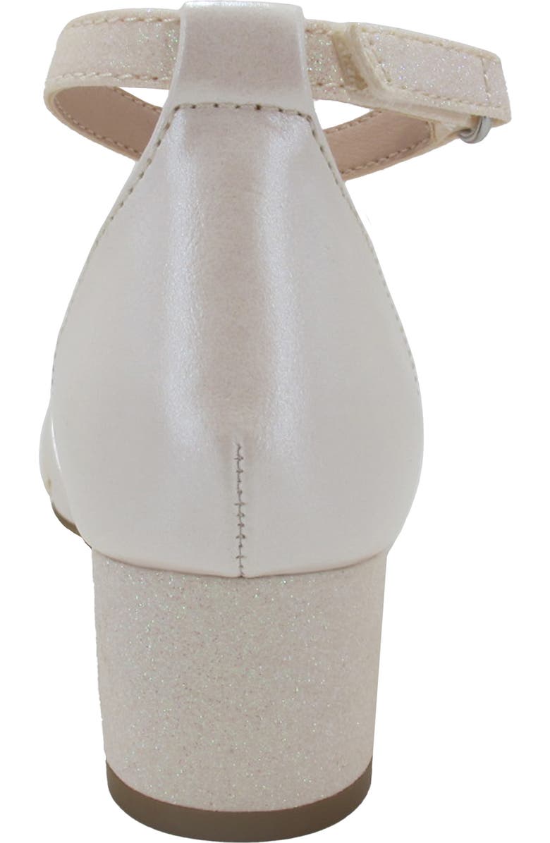 JELLYPOP Kids' Zendah Metallic Block Heel Sandal, Alternate, color, White