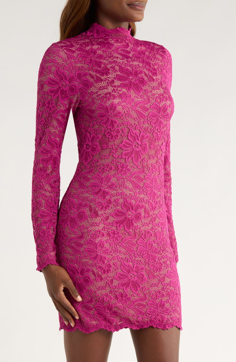 KILO BRAVA Long Sleeve Lace Minidress, Alternate, color, Boysenberry