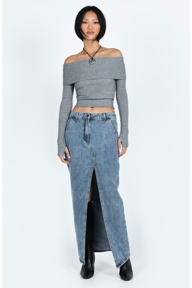 Morley Foldover Off the Shoulder Rib Sweater, Alternate, color, GREY