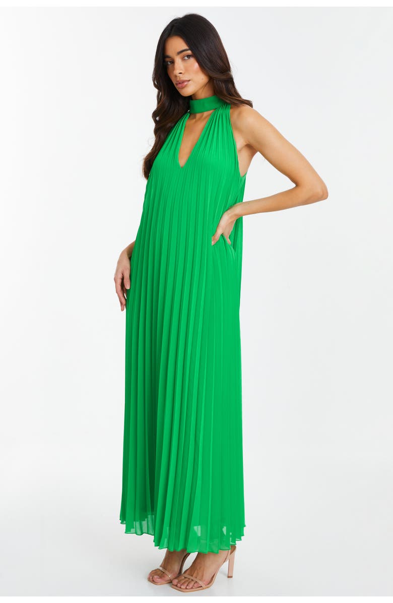 QUIZ Chiffon Pleated High Neck Midi Dress, Alternate, color, 