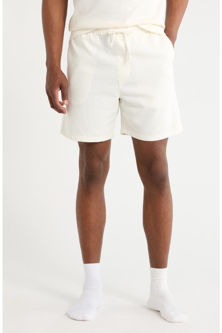 Cotton Blend Drawstring Shorts, Main, color, OFF WHITE