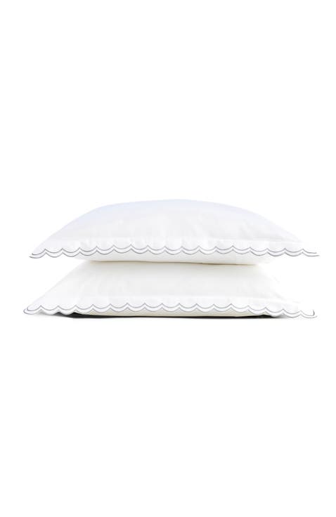 Scallop Edge Luxury Cotton Sateen Oxford Style Pillow Sham Pairs