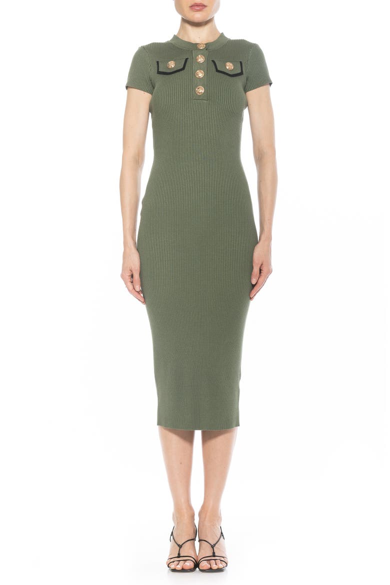 Rhys Crewneck Knit Sheath Midi Dress, Main, color, SAGE