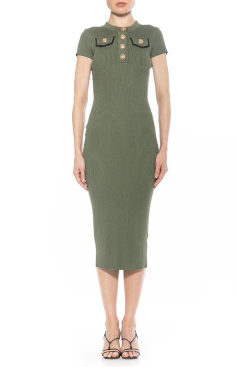 Rhys Crewneck Knit Sheath Midi Dress