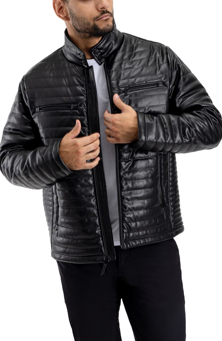 XRAY Quilted Faux Leather Jacket, Alternate, color, Black