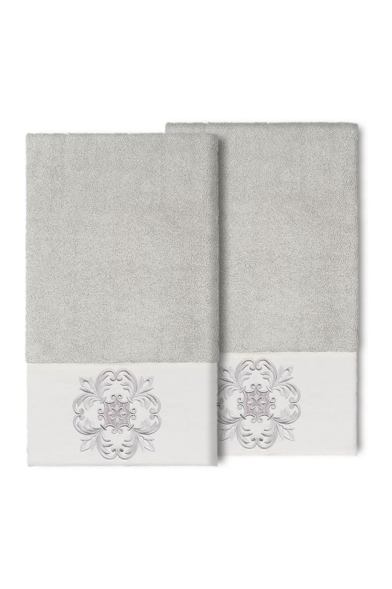 Alyssa Embellished Bath Towel - Set of 2 - Light Gray, Main, color, LIGHT GRAY