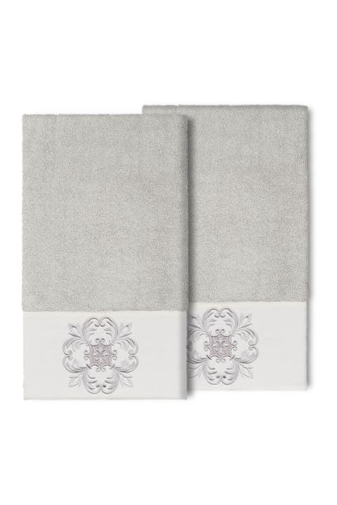 Alyssa Embellished Bath Towel - Set of 2 - Light Gray