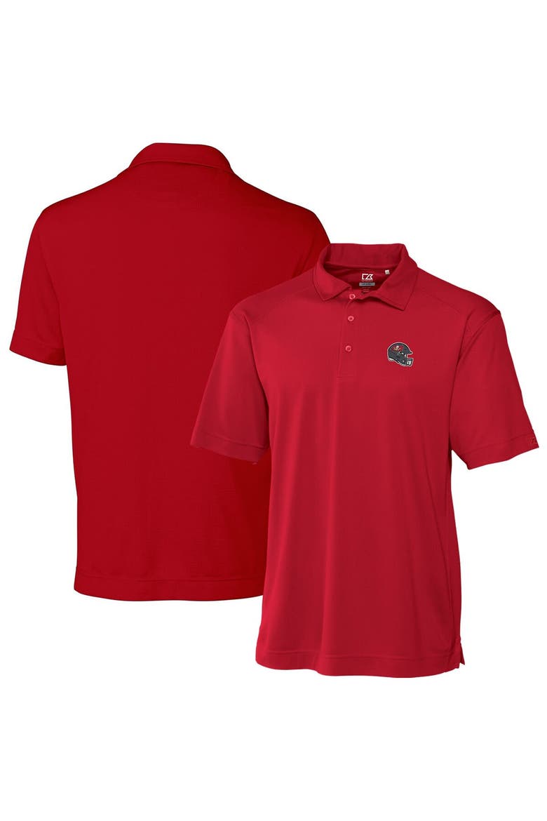 Men's Cutter & Buck  Red Tampa Bay Buccaneers Helmet DryTec Genre Textured Solid Polo, Alternate, color, Red