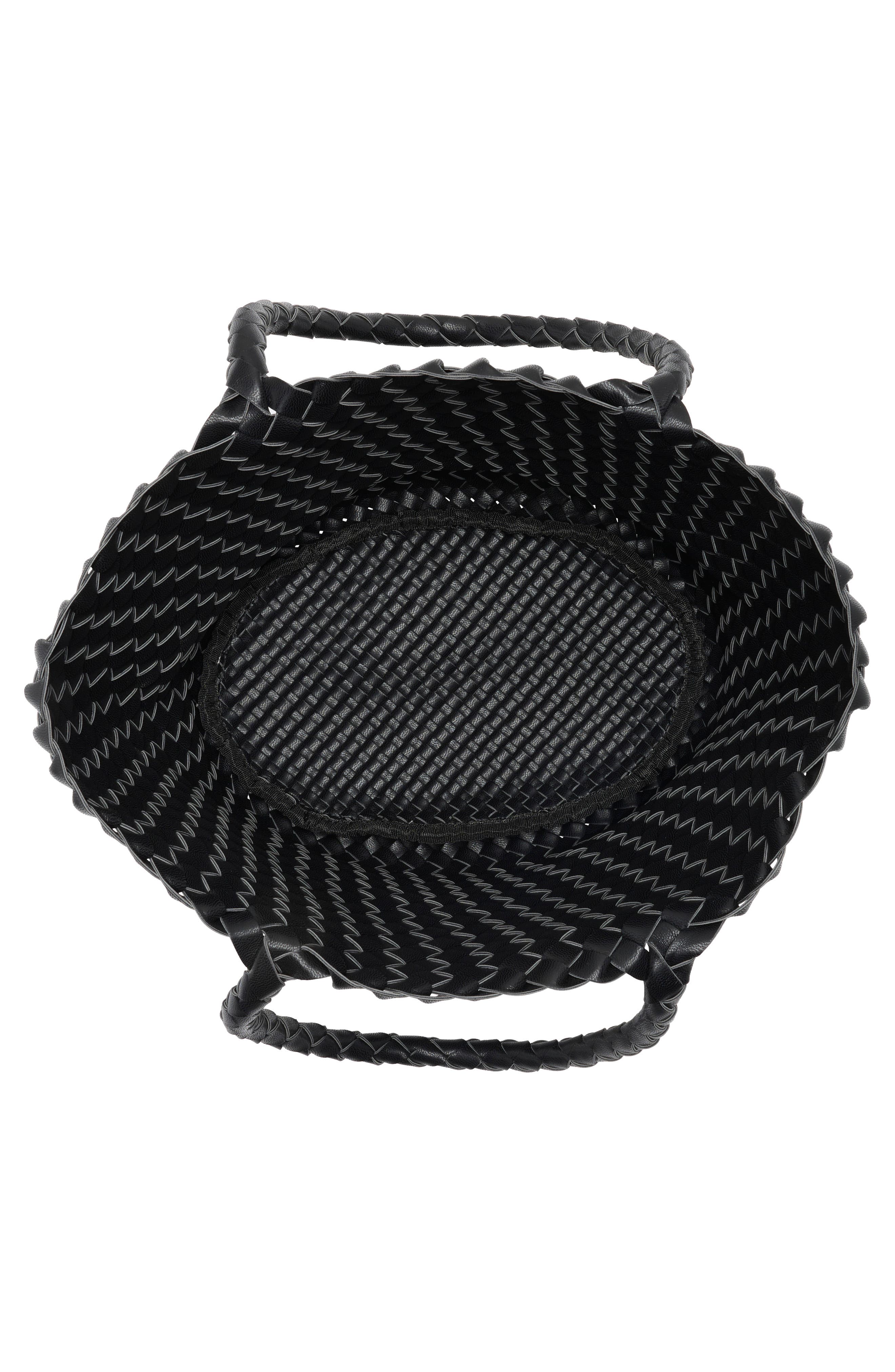 URBAN EXPRESSIONS HANDBAGS Woven Faux Leather Tote Bag, Alternate, color, Black