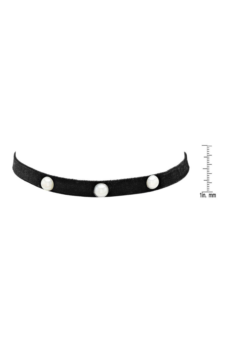 Simulated Pearl Velvet Choker Necklace, Alternate, color, BLACK