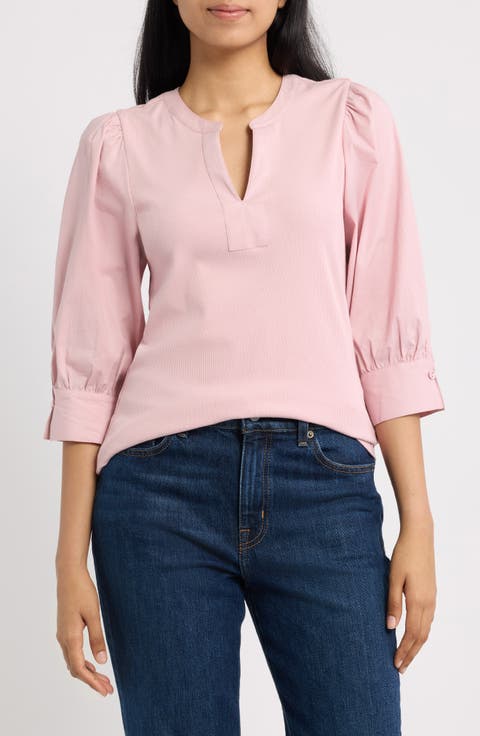 Mixed Media Puff Sleeve Top