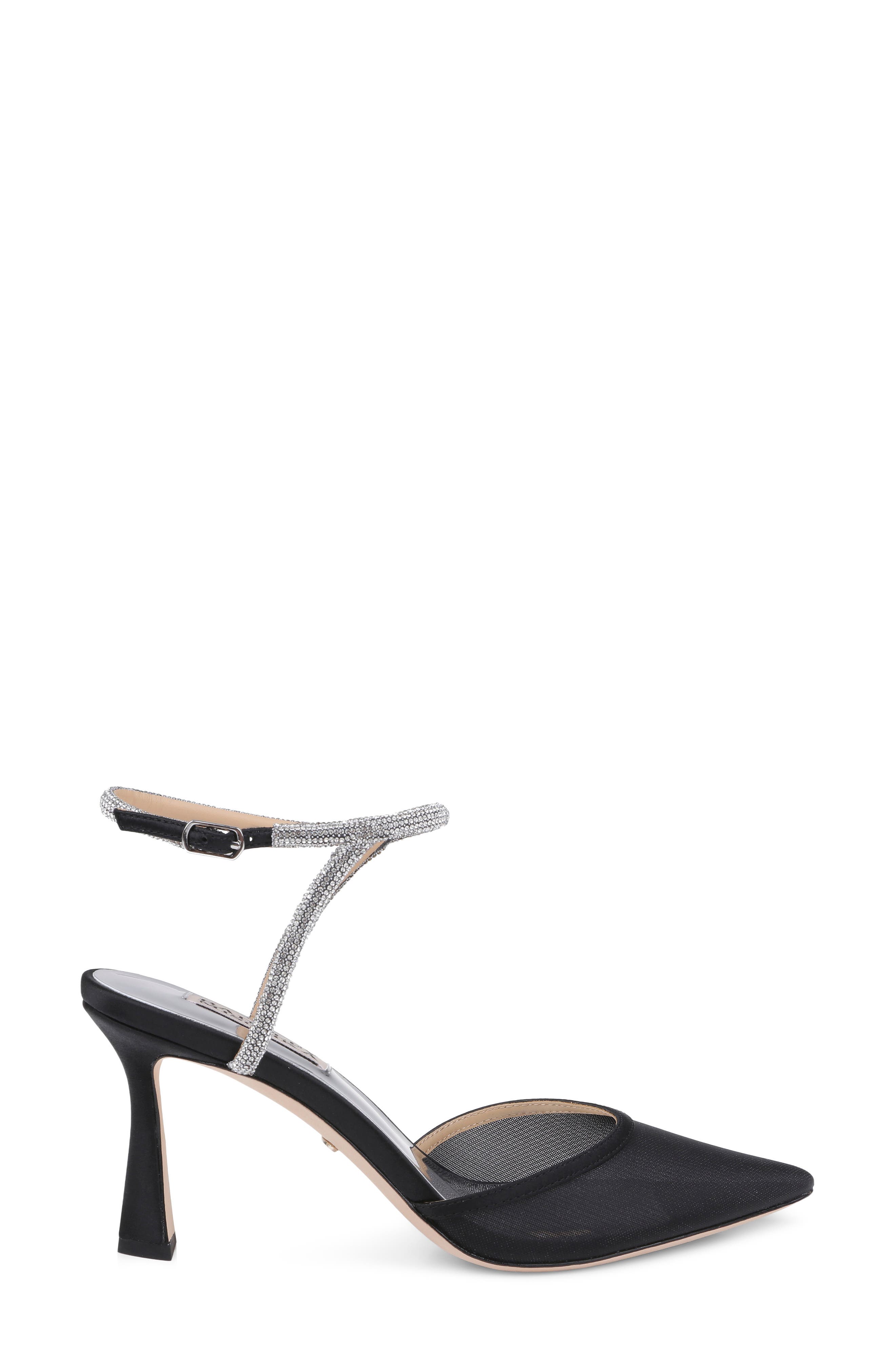 Kamilah III Ankle Strap Pump, Alternate, color, BLACKSATIN