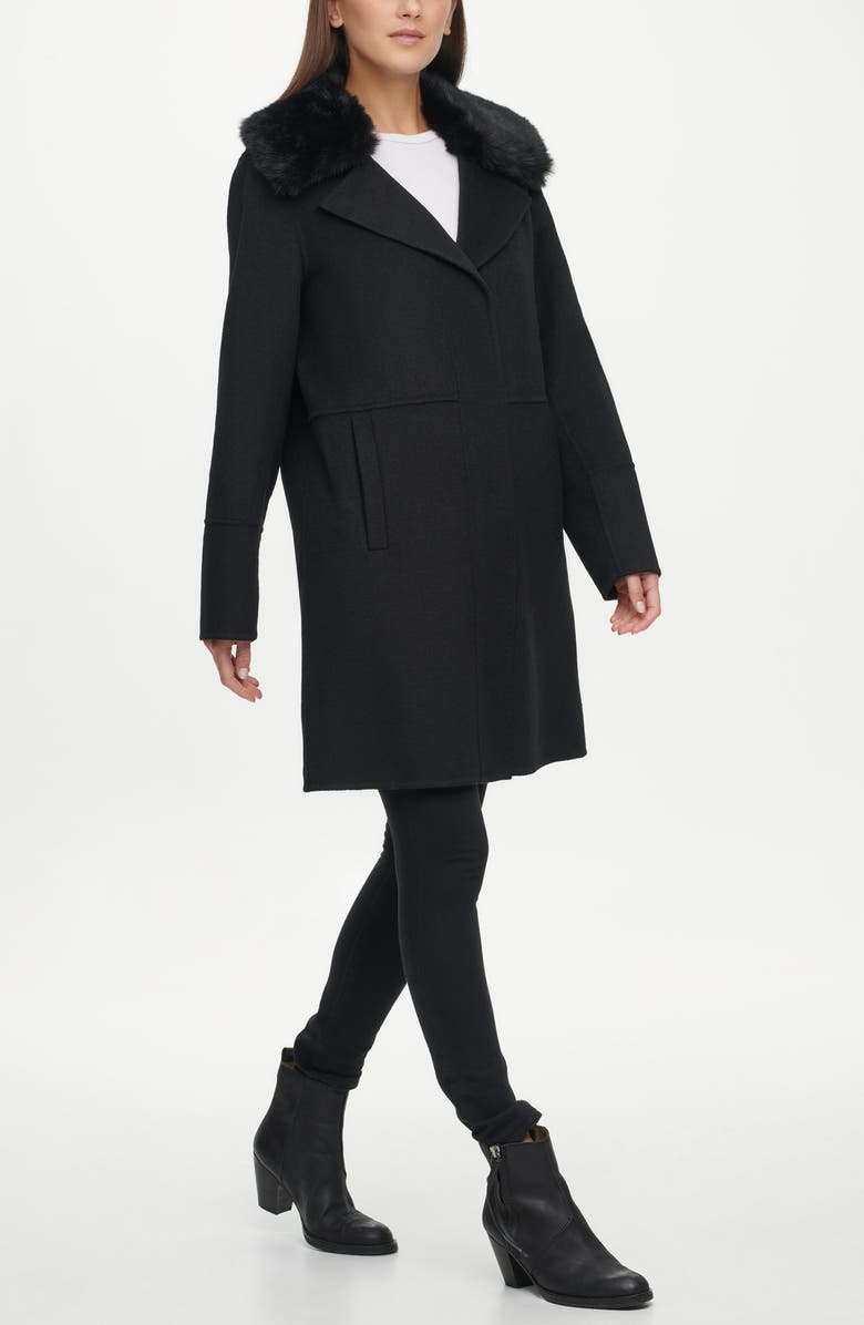 Kenneth Cole New York Wool Blend Coat with Removable Faux Fur Collar, Alternate, color, 