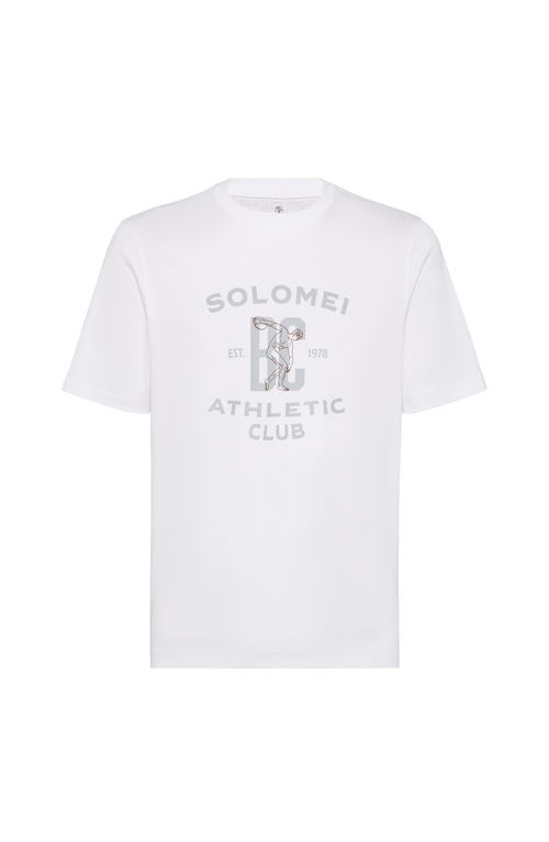 Brunello Cucinelli Crew Neck Graphic Print Short Sleeves T-shirt In White