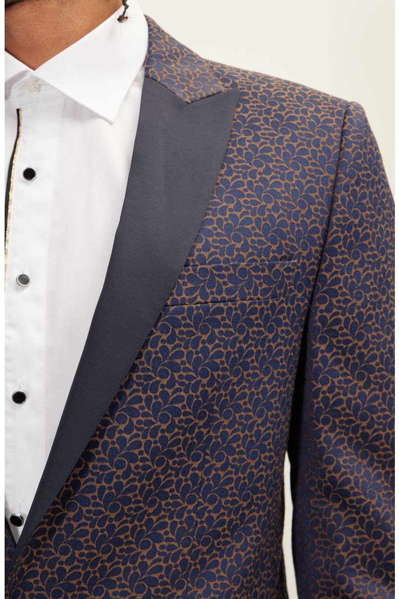 Paisley Pattern Tuxedo Jacket, Alternate, color, NAVY