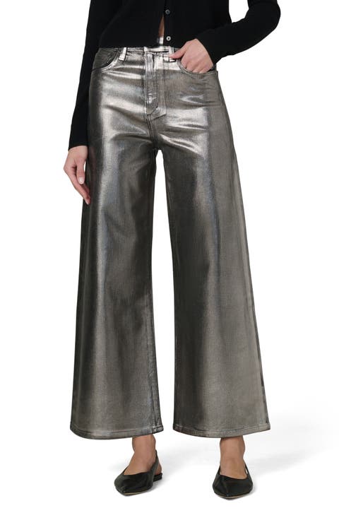 The Mia Coated Wide Leg Jeans (Pewter Foil)
