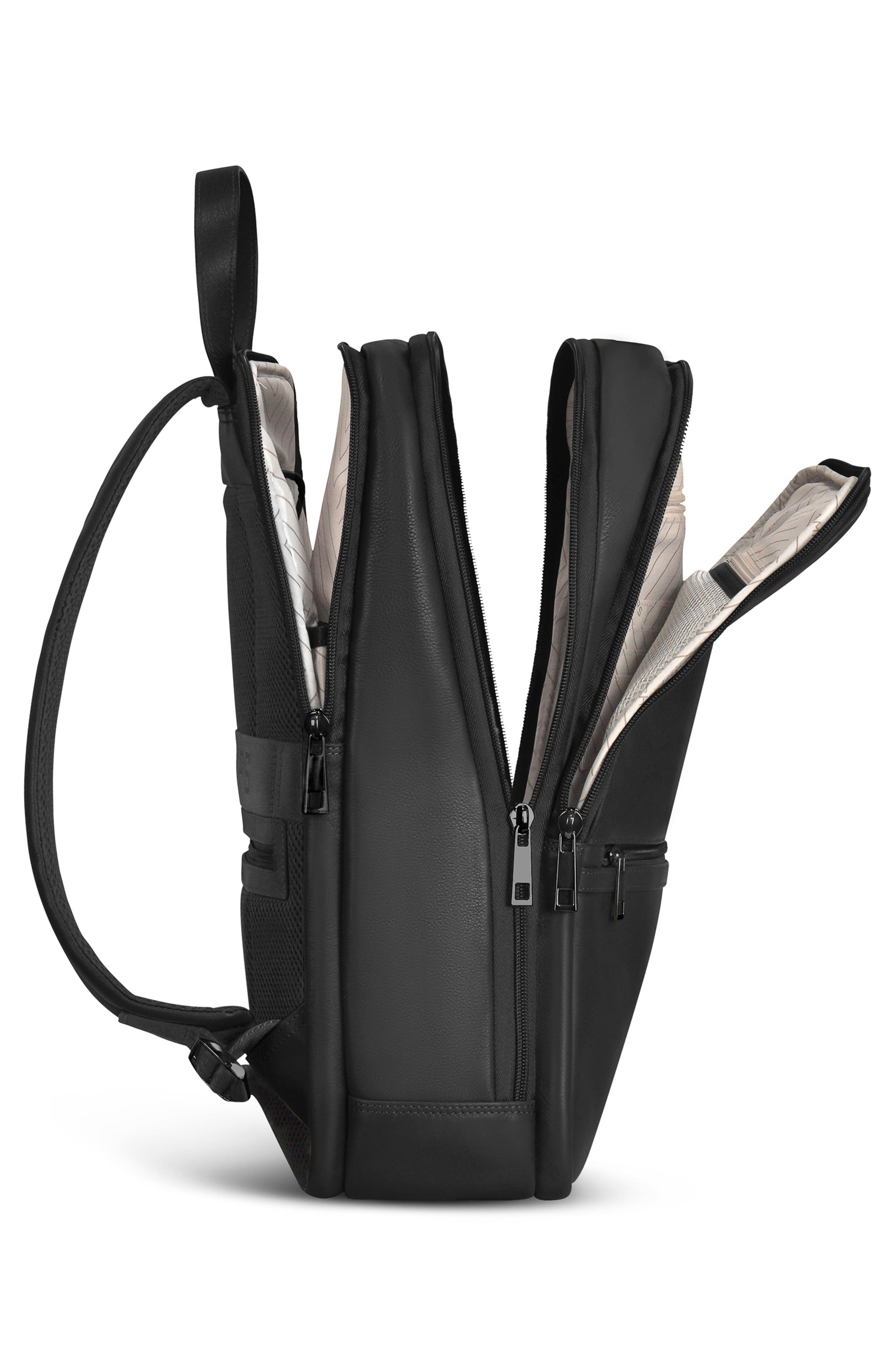 CHAMPS Onyx Leather Backpack, Alternate, color, Black