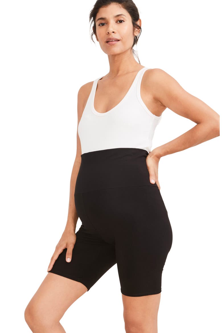 The Ultimate Over the Bump Maternity Bike Shorts, Alternate, color, BLACK