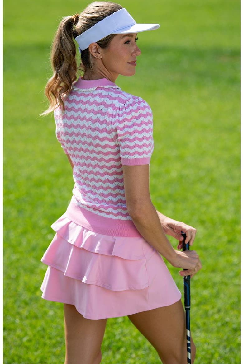 Wavy Pointelle Polo, Alternate, color, STRAWBERRY
