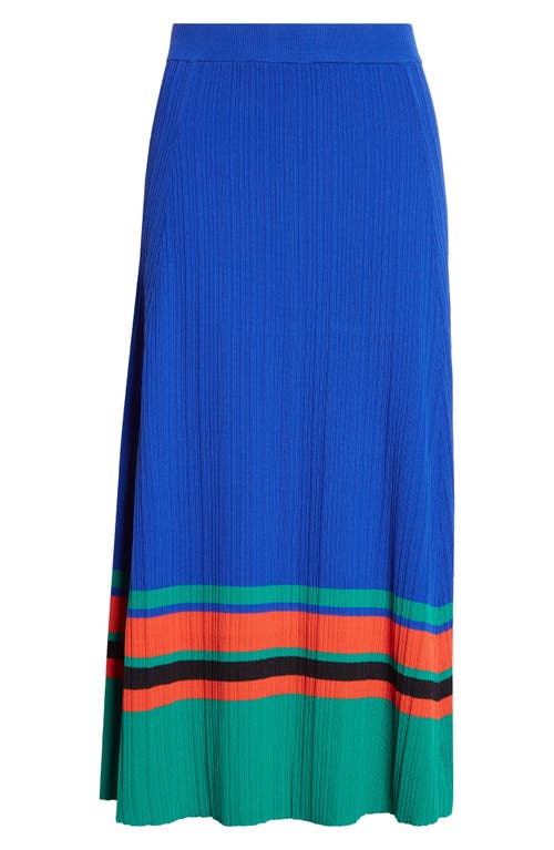 Wales Bonner Island Rib Knit Midi Skirt In Blue