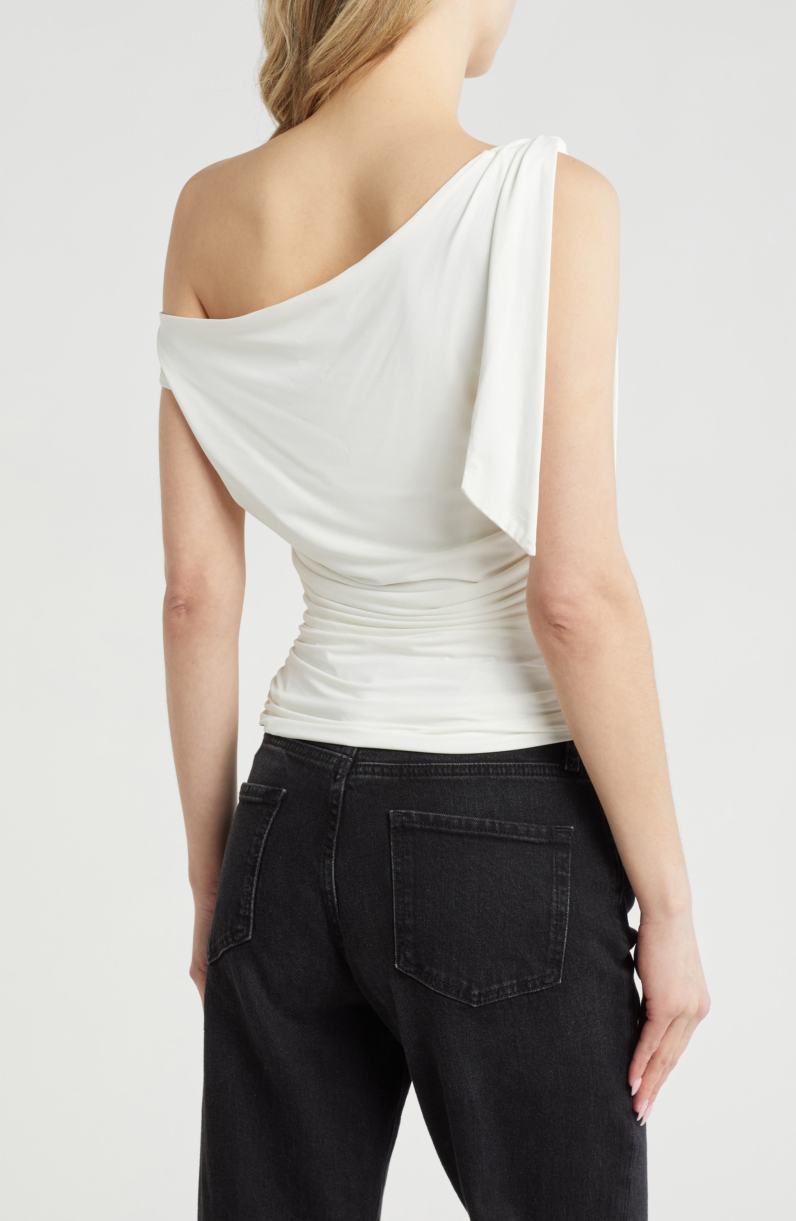 Bow One-Shoulder Ruched Top - image 4