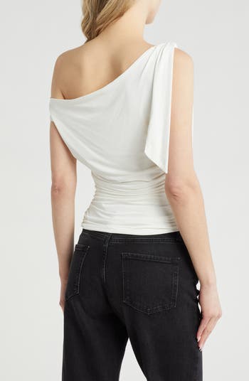 Bow One-Shoulder Ruched Top